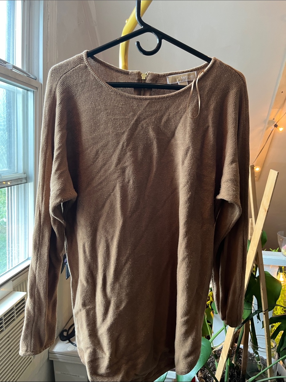 Michael Kors Brown Long-Sleeve Crewneck Top